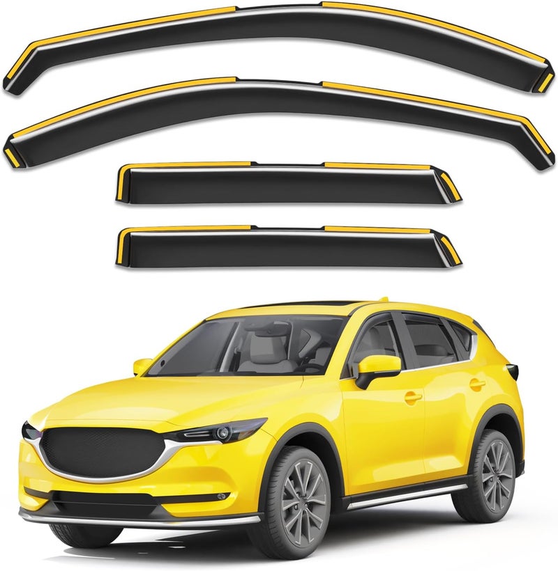 Deejecsun in-Channel Window Rain Guards Fit for Mazda CX-5 2017-2026 Rain Guard Extra Durable Side Window Deflectors Visors Low Profile Vent Visors Vent Shades Car Accessories-4 pcs - Image 1